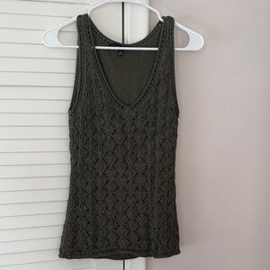 White House Black Market Dark Green Knit Tank Top